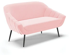 Namoradeira 02 Lugares Giovana Suede Rosa Bebê Pés Palito de Ferro - D'Rossi