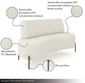 Sofá Living Decorativo 2 Lugares 1,60M Katara Pés de Ferro Bouclê Off White G33 - Gran Belo