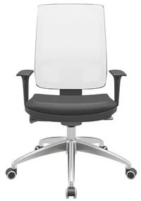 Cadeira Office Brizza Tela Branca Assento Vinil Preto Autocompensador Base Aluminio 120cm - 63787 Sun House