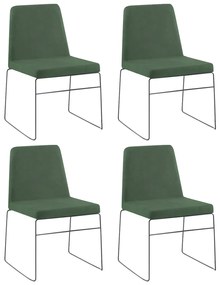 Kit 4 Cadeiras Decorativa Sala de Jantar Anne Linho Verde G17 - Gran Belo