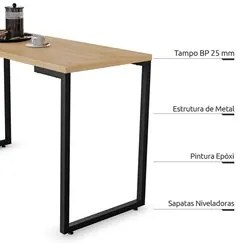 Conjunto Mesa de Cozinha Prattica Industrial 120cm com 4 Banquetas F02