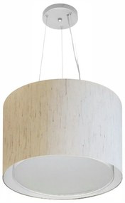 Lustre Pendente Cilíndrico Duplo Md-4304 Cúpula em Tecido 40x30cm Linho Bege - Bivolt