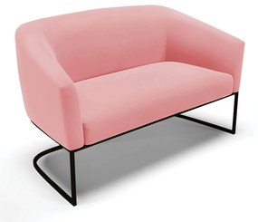 Sofá 2 Lugares Namoradeira Industrial Preto Stella Suede D03 - D'Rossi - Rose