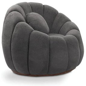 Poltrona Decorativa Orgânica Giratória Cloud Bouclê Cinza Escuro E03 - D'Rossi