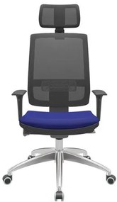 Cadeira Office Brizza Tela Preta Com Encosto Assento Aero Azul Autocompensador 126cm  - 62988 Sun House