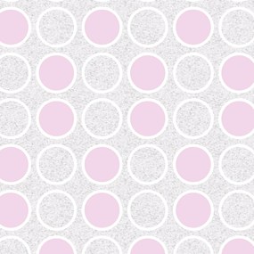 Papel de parede adesivo círculos rosa branco e cinza