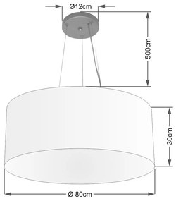 Lustre Pendente Cilíndrico Vivare Md-4070 Cúpula em Tecido 80x30cm - Bivolt