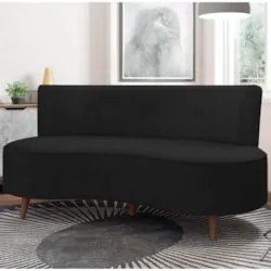 Sofá 2 Lugares para Sala Living 135cm Pés Palito Korah Z08 Veludo Pret