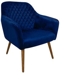 Poltrona Decorativa Versalhes Pés Palito Madeira Veludo Azul Royal G15 - Gran Belo