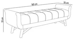 Puff Recamier Calçadeira 160cm Base Madeira Neville P02 Bouclé Bege -