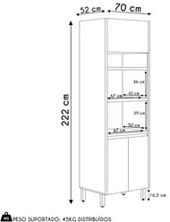 Paneleiro Torre Quente Duplo 70cm 3 Portas Pietá L06 Nature/Off White