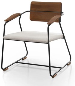 Cadeira com Braço Osiris Encosto Madeira Jequitibá Estrutura Aço Carbono Design by Studio 3 Design