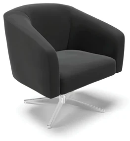 Poltrona Decorativa Giratória Cromada Stella Veludo Preto D03 - D'Rossi