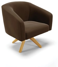 Poltrona Decorativa Giratória MA30 Stella Suede D03 - D'Rossi - Marrom