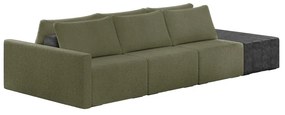 Sofá Ilha 3 Lugares Living 342cm Modulado Sala Lary Bouclê Verde/PU Pto K01 - D'Rossi