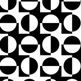 Papel de parede adesivo casual círculos preto e branco