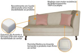 Divã Recamier Heitor 185cm com Almofada Lado Esquerdo Suede - ADJ Decor