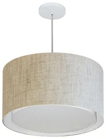 Lustre Pendente Cilíndrico Duplo Md-4293 Cúpula em Tecido 45x30cm Rustico Bege - Bivolt