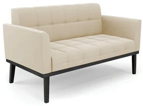 Sofá Namoradeira 2 Lugares Base de Madeira Preto Elisa Suede D03 - D'Rossi - Bege