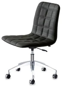 Cadeira Quadra Assento Linho Preto com Base Rodizio em Aluminio - 46918 Sun House