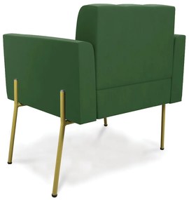 Poltrona Pé de Ferro Dourado para Sala Kit 2 Elisa Suede Verde D03 - D'Rossi