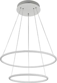 Lustre Pendente de Teto com 2 Anéis | LED incluso | Cor: Branco | Mod: Arco Fit