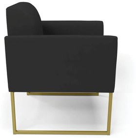 Kit 2 Poltronas Base Industrial Dourado Marisa Veludo D03 - D'Rossi - Preto