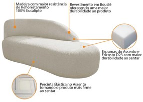 Divã Recamier Curvo Luna 185cm Lado Direito Bouclé - ADJ Decor