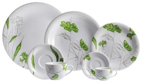 Aparelho De Jantar Chá E Café 42 Peças Porcelana Schmidt - Dec. Caioba 2403