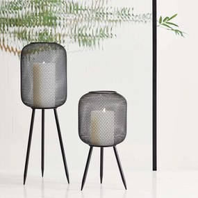 Lanterna Decorativa Estilo Japandi em Metal Preto 60x20 cm - D'Rossi