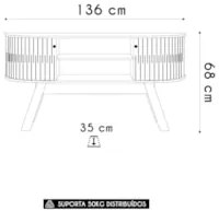 Rack Bancada de TV 55 Pol 136cm Alana Z10 Cumaru/Opala - Mpozenato