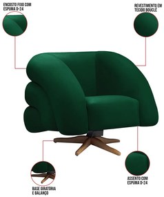 Poltrona Giratória Orgânica com Balanço Tana Bouclê Verde E03 - D'Rossi