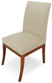Cadeira Raquel para Sala de Jantar Base de Eucalipto Suede Bege