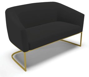 Sofá 2 Lugares Namoradeira Industrial Dourado Stella Veludo D03 - D'Rossi - Preto