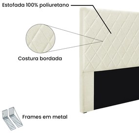 Cabeceira Cama Box Solteiro 90 cm Dubai Linho Natural S04 - D'Rossi