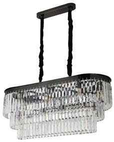 Pendente Metal Cristal Cromado Preto 85x33cm Yamamura