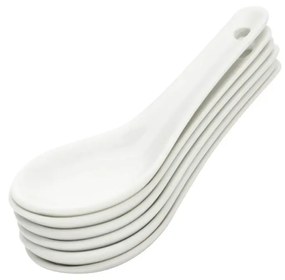 6 Colheres Para Finger Food De Porcelana Branca - Lyor