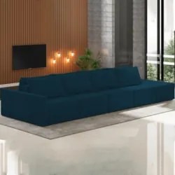 Sofá Ilha Modular com Puff para Sala Living 432cm Georgia Z08 Veludo A