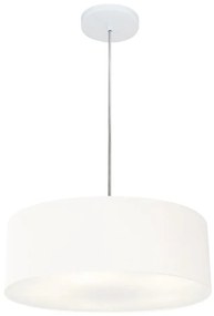 Lustre Pendente Cilíndrico Md-4132 Cúpula em Tecido 40x15cm Branco - Bivolt