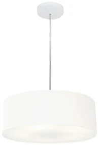 Lustre Pendente Cilíndrico Md-4132 Cúpula em Tecido 40x15cm Branco - Bivolt