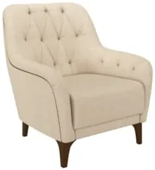Poltrona Decorativa para Sala de Estar com Capitonê Pietà Z32 Linho Ch
