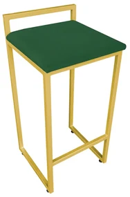 Banqueta Alta Lavínia Suede Verde Base Dourado D'Rossi