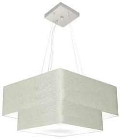Lustre Pendente Duplo Quadrado Vivare Md-4066 Cúpula em Tecido 50x35cm Rustico Cinza - Bivolt