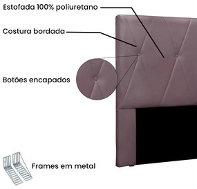 Cabeceira Cama Box Solteiro 90 cm Aquilla Veludo Uva S04 - D'Rossi