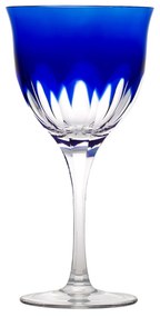 Taça de Cristal Lapidado Artesanal p/ Água Libélula - Azul - 45  Azul - 45