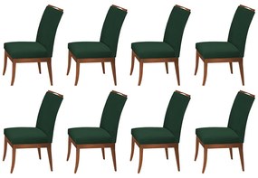 Conjunto 8 Cadeiras Sala de Jantar Lana Aveludado Verde