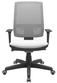 Cadeira Office Brizza Tela Cinza Assento Aero Branco Autocompensador Base Standard 120cm - 63722 Sun House