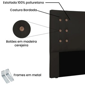 Cabeceira Gênova Para Cama Box Solteiro 90 cm Corino - D'Rossi - Marrom