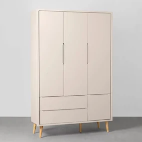Guarda-Roupa Theo 3 Portas com Pés Retrô Natural - Areia