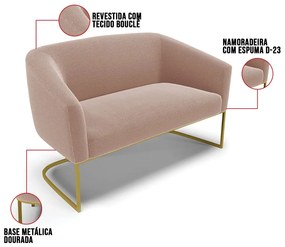 Namoradeira e 2 Poltronas Industrial Dourado Stella Bouclê D03 - D'Rossi - Rose